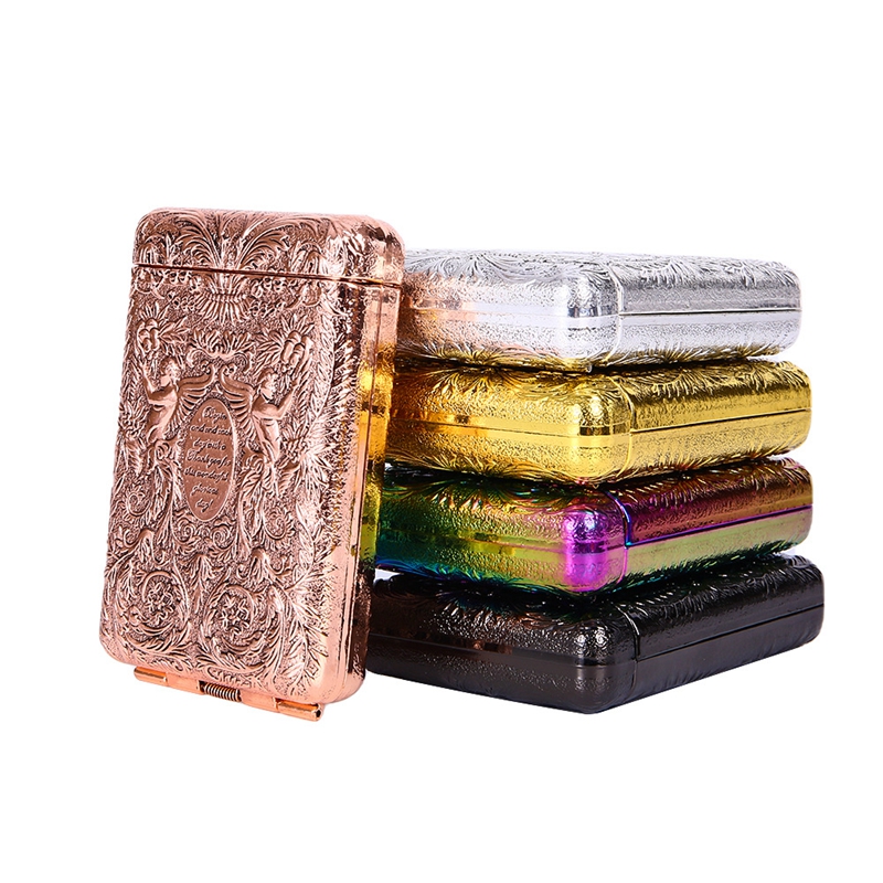 Latest Colorful Metal Alloy Cigarette Case Dry Herb Tobacco Holder Stash Storage Box Portable Innovative Open Style Smoking Container