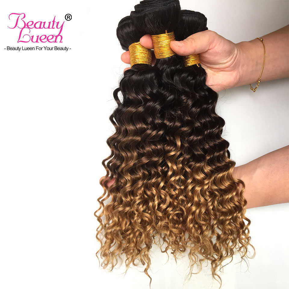 Perruques en dentelle Ombre Deep Wave Bundles Armure de cheveux brésiliens 3 4 Deal Human Malaysian Curly 221212