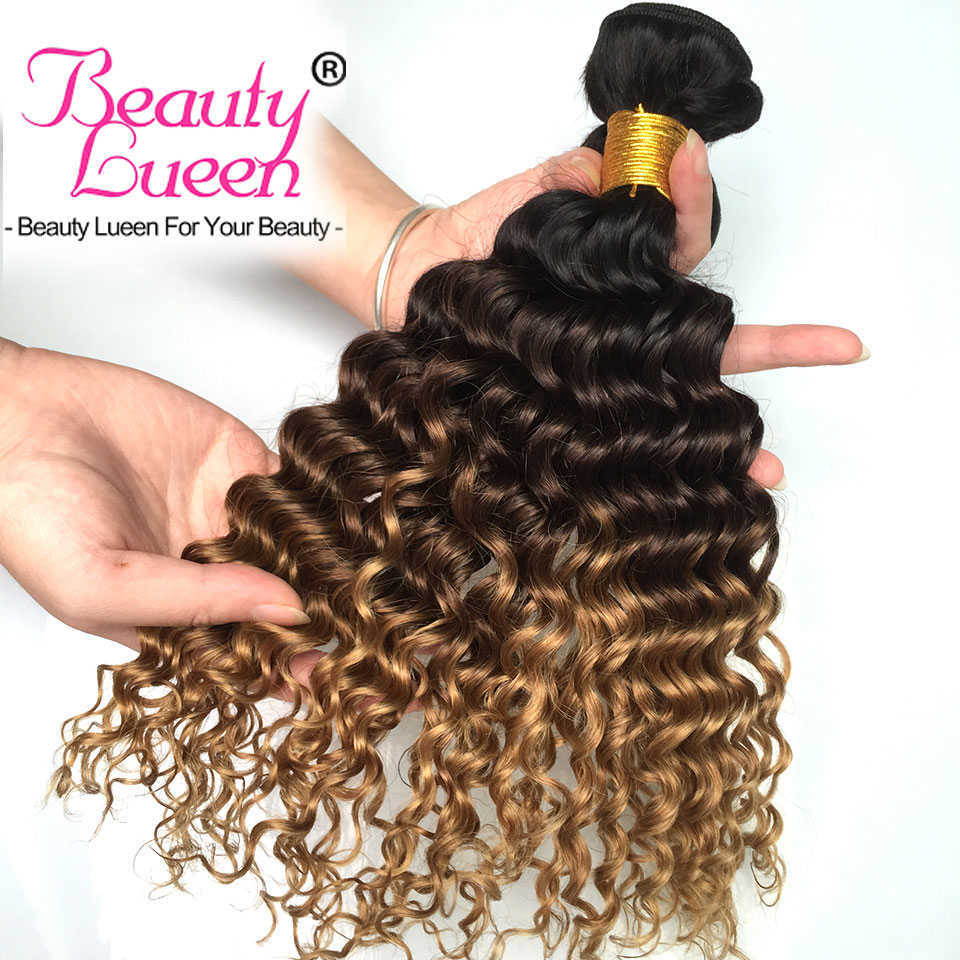 Lace Wigs Ombre Deep Wave Bundels Braziliaans haar Weave 3 4 Deal Human Maleisische Curly 221212