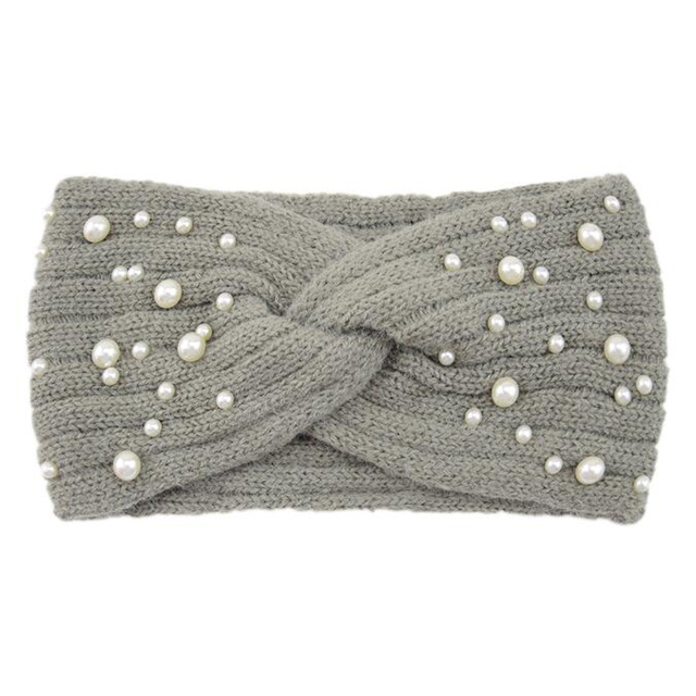 Nuove donne di moda fascia calda copricapo lavorato a maglia casual perle turbante accessori capelli elastici capelli invernali
