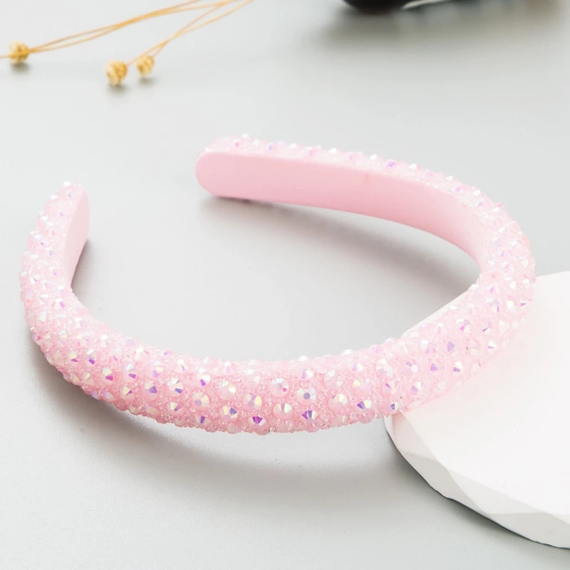 Sparkly Colorful Hair Hoop Rhinestone Full Crystal Headbands Elastic Hairbands Baroque Hair Accessories Headdress For Women