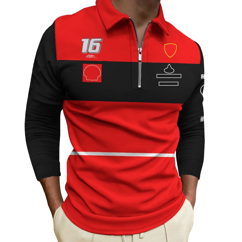 2022 Nieuw F1 Poloshirt met lange mouwen Formule 1 Teamcoureur T-shirt Extreme sporten Racing Ademend Jersey Zomer Herenmode T-shirts