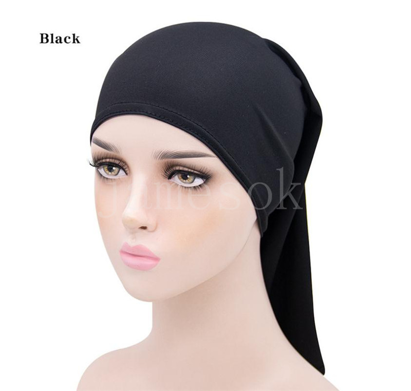 Man Womans spandex dreadlock hatt under halsduk hijab tube turban fast färg huvudbonad stretch lås skräck hatt de921
