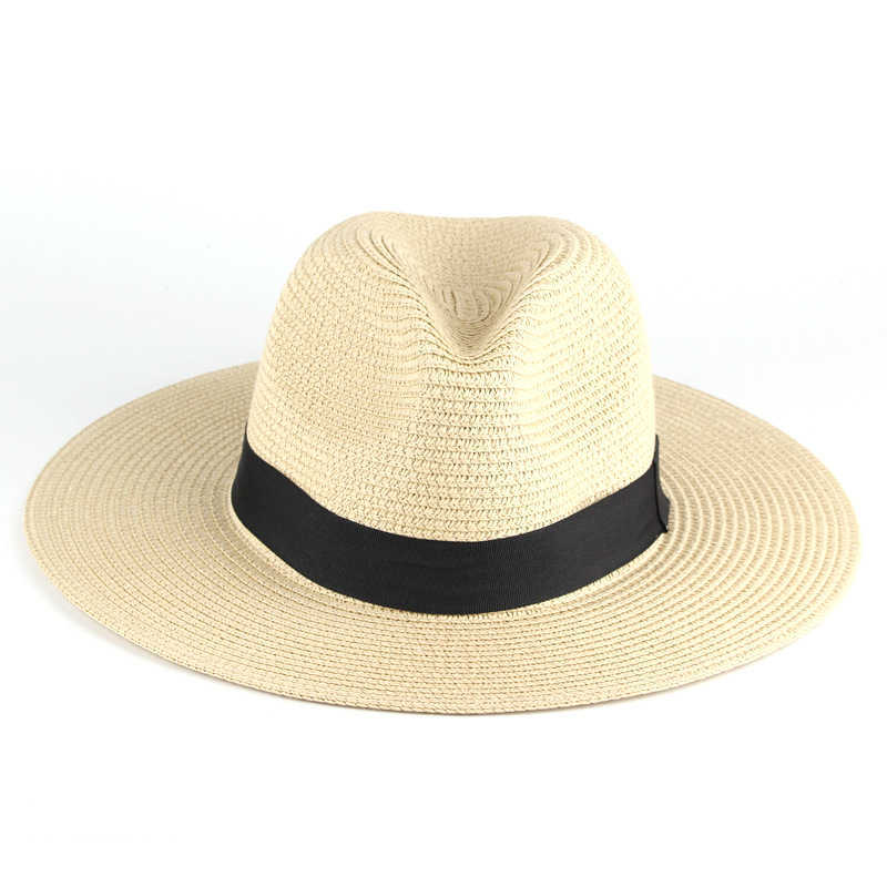 Stingy Brim Panama Sun S Women Fashion Beach Straw Men's Sunshade Jazz Hat Soft Breattable UV Protection Cap Chapeau Femme 123039