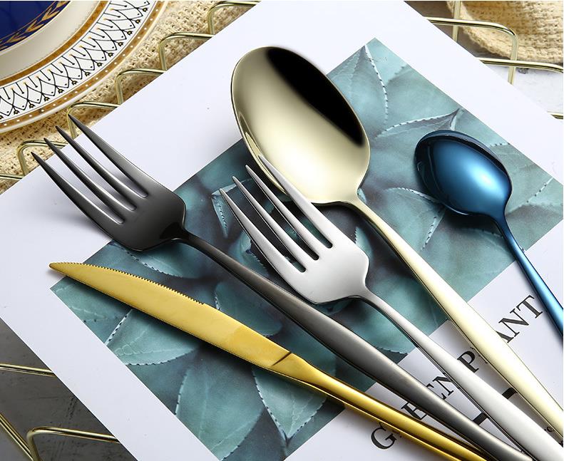 Ins Chic Tableware Set Flatware Silverware Stainless Steel Set Cutlery 304 Spoon Knife and Fork Sets SN4272
