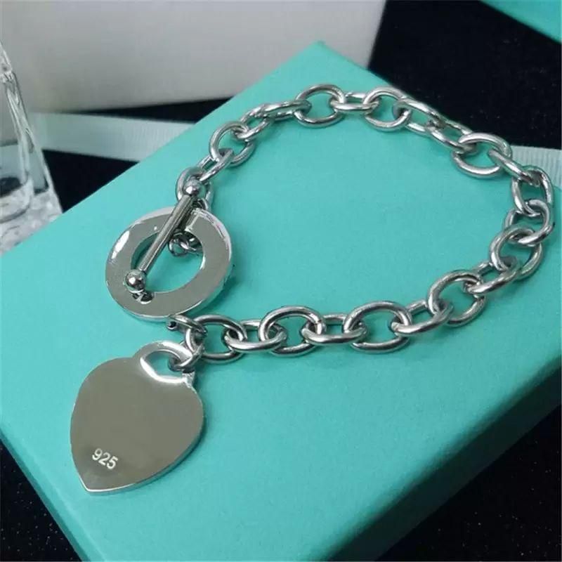 Bracelets de coeur en argent d'anniversaire de Noël Chaîne Silver Heart Ajouter un collier Déclaration de mariage Jewelry Heart Pendant Colliers Brac337b