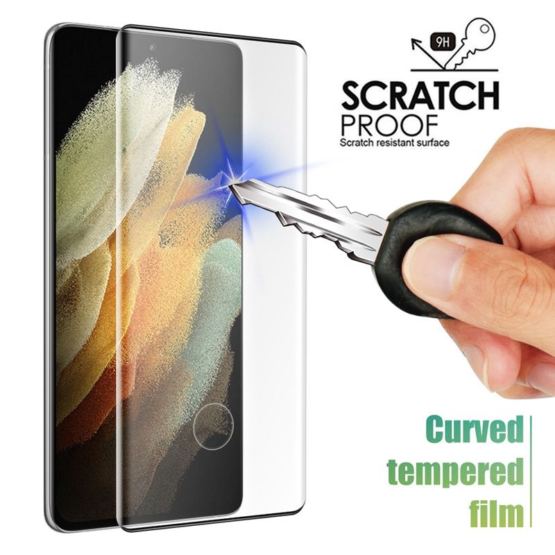3D Clear frame gebogen Screen Protector Voor Samsung Galaxy S23 S22 S20 S21 Note20 Ultra S10 S9 S8 Plus Gehard Glas Case Vriendelijke Staal film Rand lijm Met Pakket