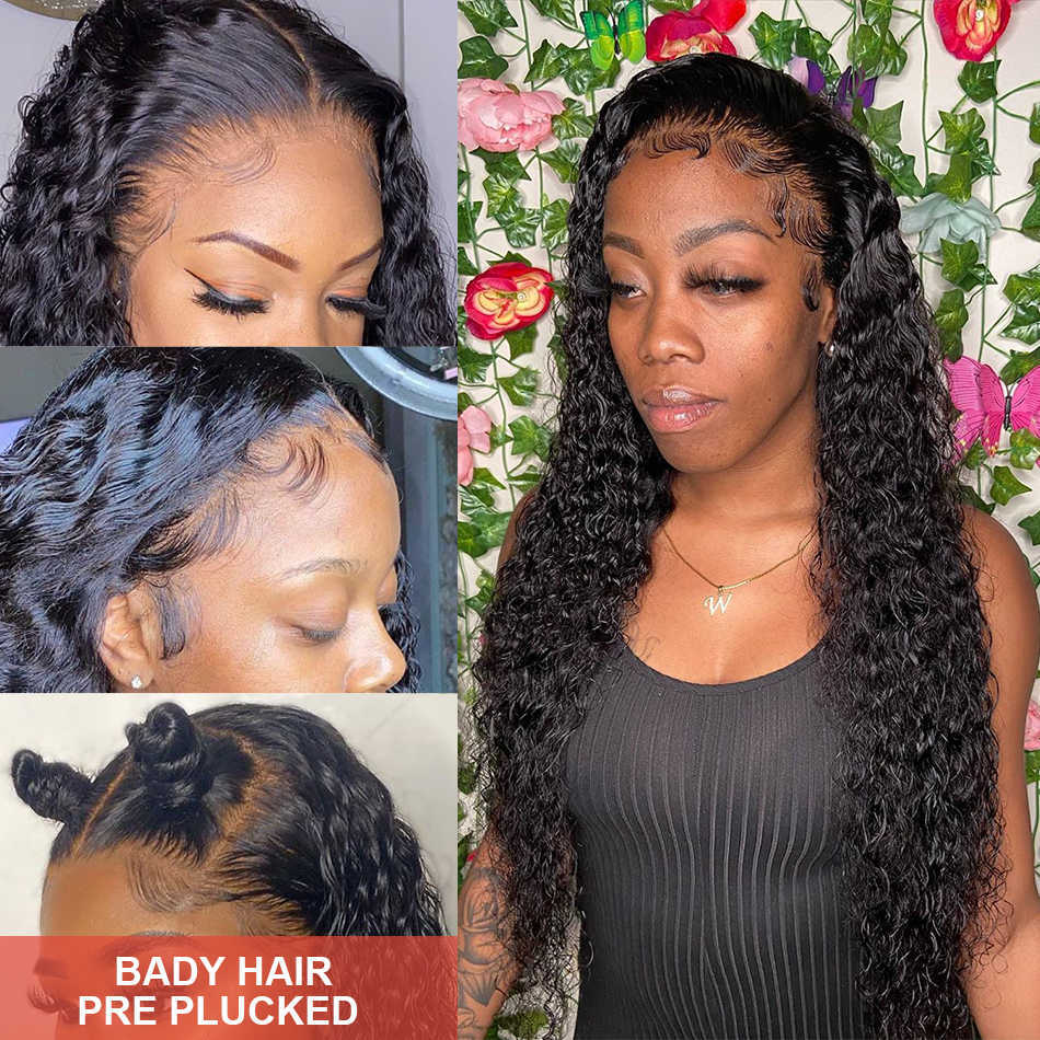 Perucas de renda 13x4 onda de água frontal cachear para mulheres negras bob 30 4 polegadas HD Human Human Wet and Wavy Loose Deep Frontal 221212