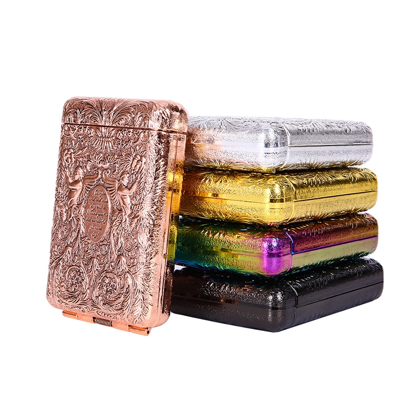 Cool Colorful Metal Alloy Cigarette Cases Dry Herb Tobacco Holder Stash Case Storage Box Portable Innovative Three Open Style R￶kning Container DHL