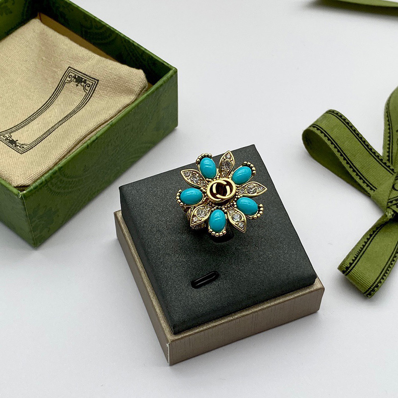 Luxe designer ring vrouw ring mode vintage klassieke stijl bloemdessin cadeau geven sociale partij toepasselijke mooie good268d