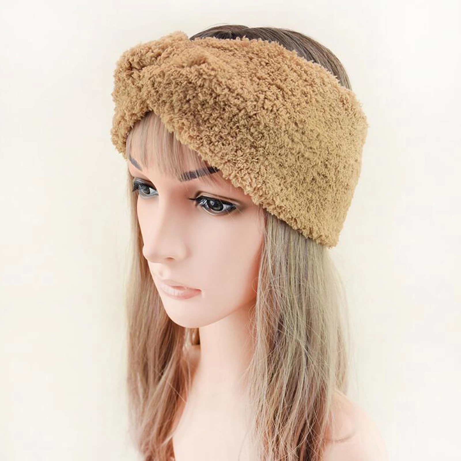 New Fashion Women Headband Warm Plush Headwear Girls Cross Knot Hair Band Winter Turban Adult Hair Accessories