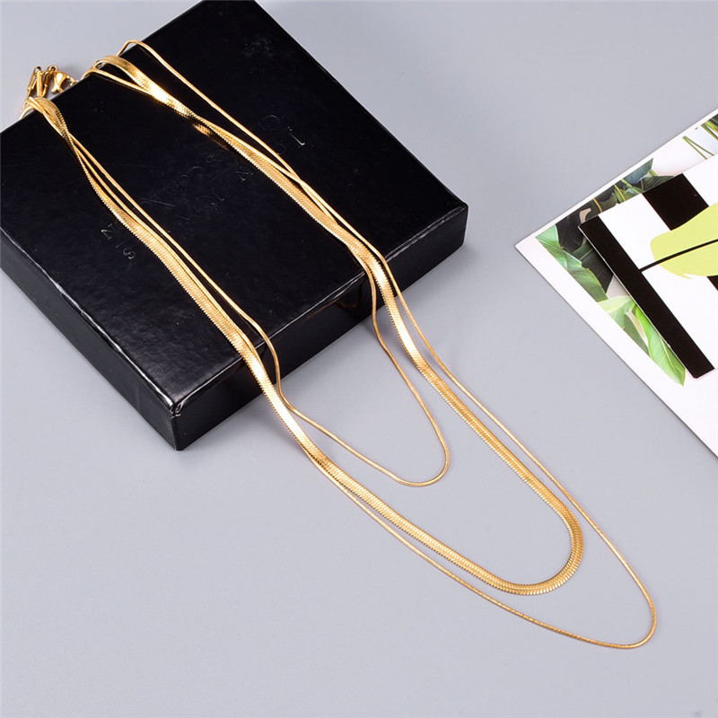 Drei Schichten 18k Gold Designer Halsband Kette Halskette Frau 316L Titan Stahl Kurze Damen Halsketten Ketten Halsreifen Gliederketten Mode Hip Hop Schmuck Freund Geschenk