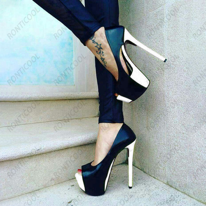 Ronticool New Fashion Women Platform Pumps Tacchi a spillo Peep Toe Splendide scarpe da festa gialle US Plus Size 5-20