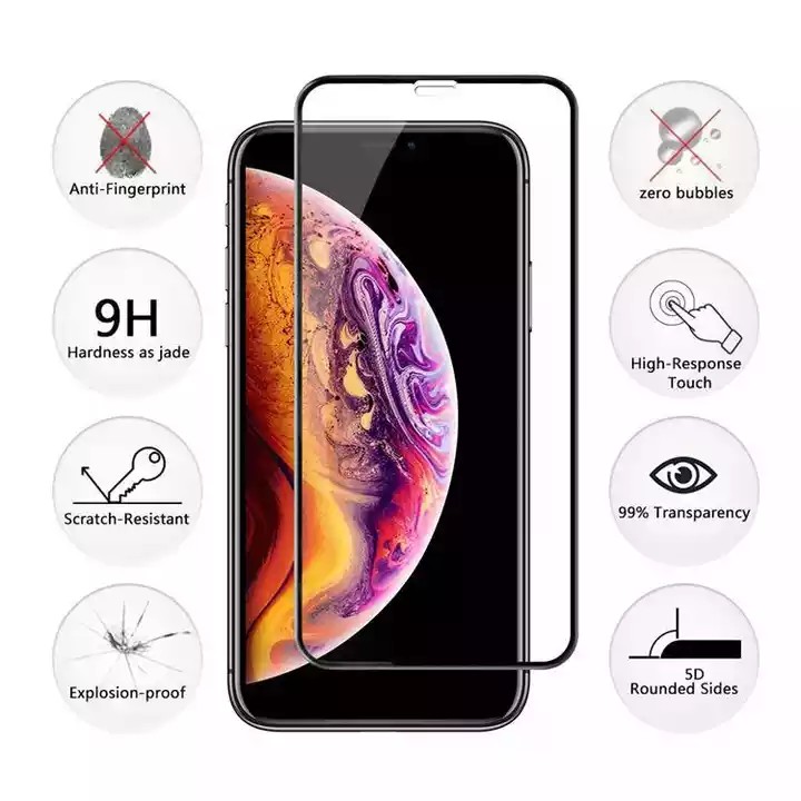 Protecteur d'écran 5D Full Cover pour iPhone 14 Plus Pro Max 7 8 Plus XR XS 11 13 Mini Film en verre trempé Samsung 9H avec emballage de vente au détail