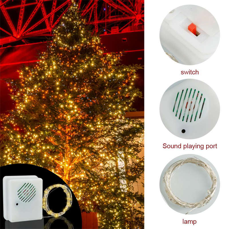 Christmas Sound Control Music Sensor String Lamp 3M 30LEDs Christmas Xmas Tree Decoration Lighting For 2023 New Year Party