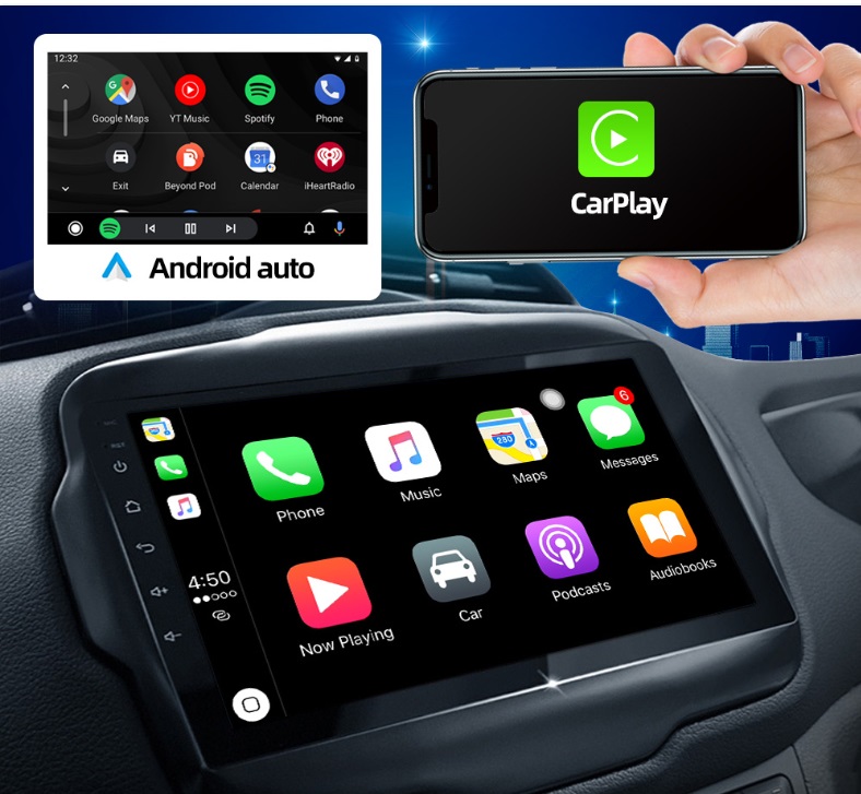 10 1 tums bil DVD carplay Android Auto Monitor Stereo med säkerhetskopieringskamera Pekskärm Support WiFi Mirror Link ratt forts.