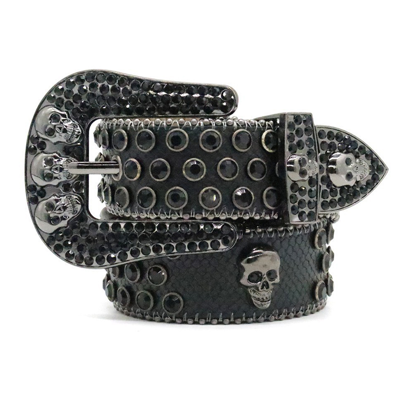 2023 Designer Bb Simon Skull Gürtel für Männer Frauen Glänzender Diamantgürtel Schwarz Blau Rot Mehrfarbig mit glitzernden Strasssteinen als Geburtstag 255B