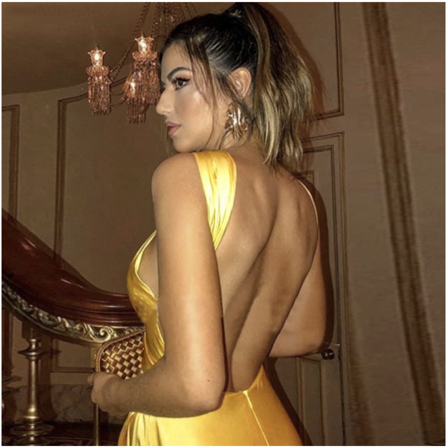 Backless Gold Sexig långa balklänningar Hög SLIT En linje glänsande satin formell klänning för kvinnor plus storlek kväll festklänning billigt