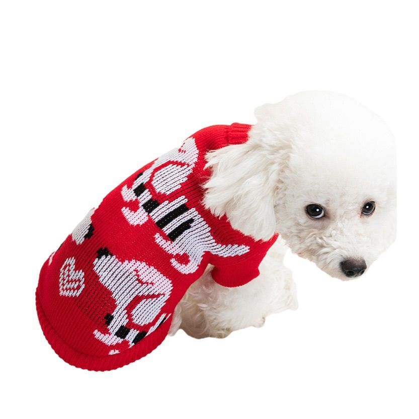 Dog Apparel Warm Cat Clothes Winter Sweater Cartoon Print Pet Clothing Knitting Costume Coat for Puppy Small Pets Clothes XS-XXL