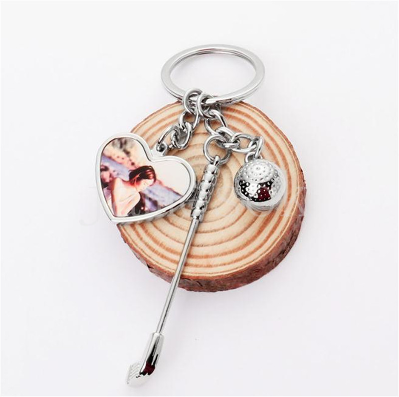 Party Favor Sublimation Blank heat transfer keychain heart-shaped round keychain European and American pendant keychains DE924