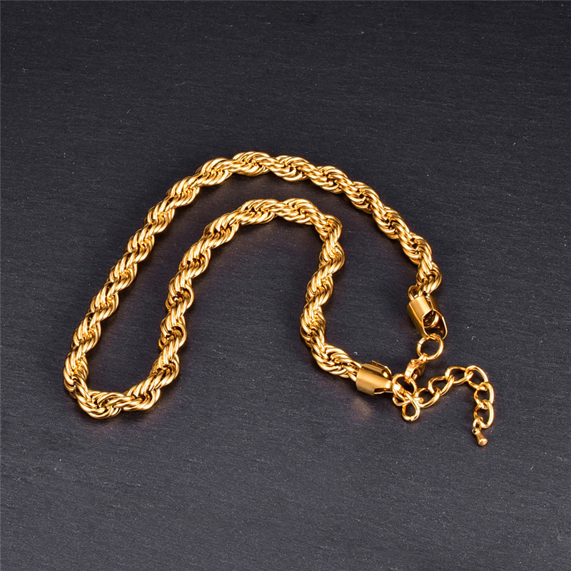 Mode Hip Hop Bijoux 8mm 316L Titane Chaînes Twisted Corde Designer Collier Femme 18k Or Lien Chaîne Ras Du Cou Femmes Court Punk Épais Colliers pour Femmes Cadeau