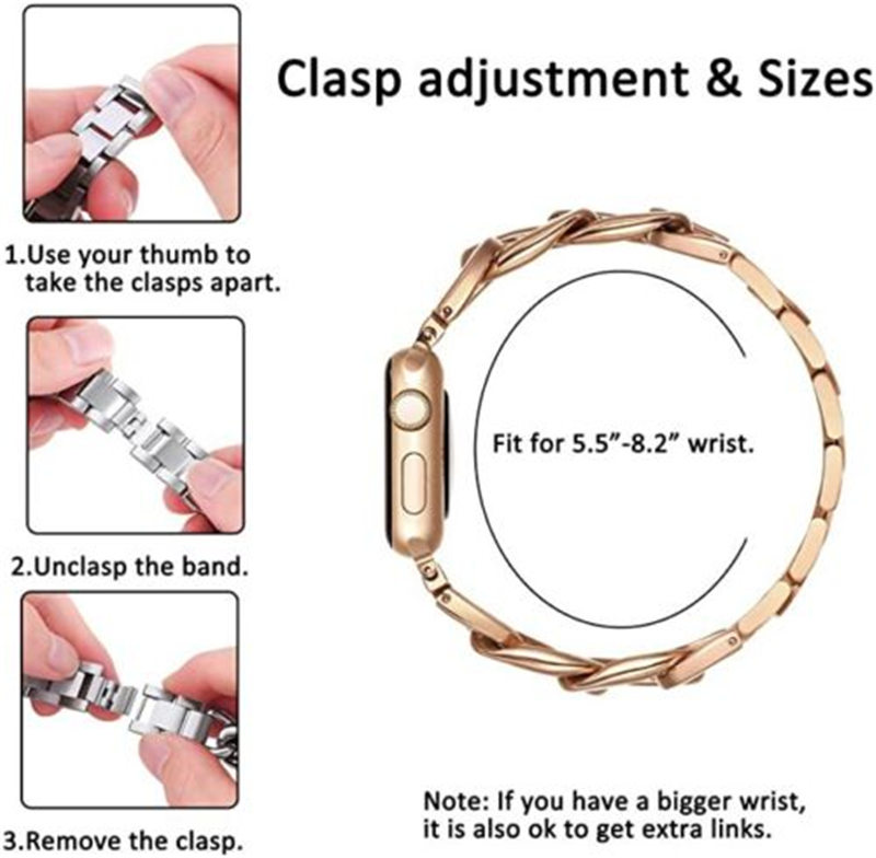 Stainless Steel Chain Link Band Strap Bling Diamond Bumper Case For Apple Watch Ultra Series 8 7 6 5 4 SE 40mm 41mm 44mm 45mm 49mm