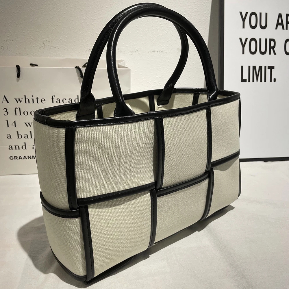 Modedesigner-Markenstil aus Segeltuch, lässige Tasche, Denim-Handtasche für Damen, gewebte Tragetasche