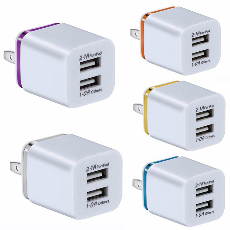 Carregador de parede doméstico universal 2.1A Portas duplas Adaptador de energia CA USB US Plug Carregadores de tablet para iphone 11 12 samsung huawei Android telefone Carregamento rápido