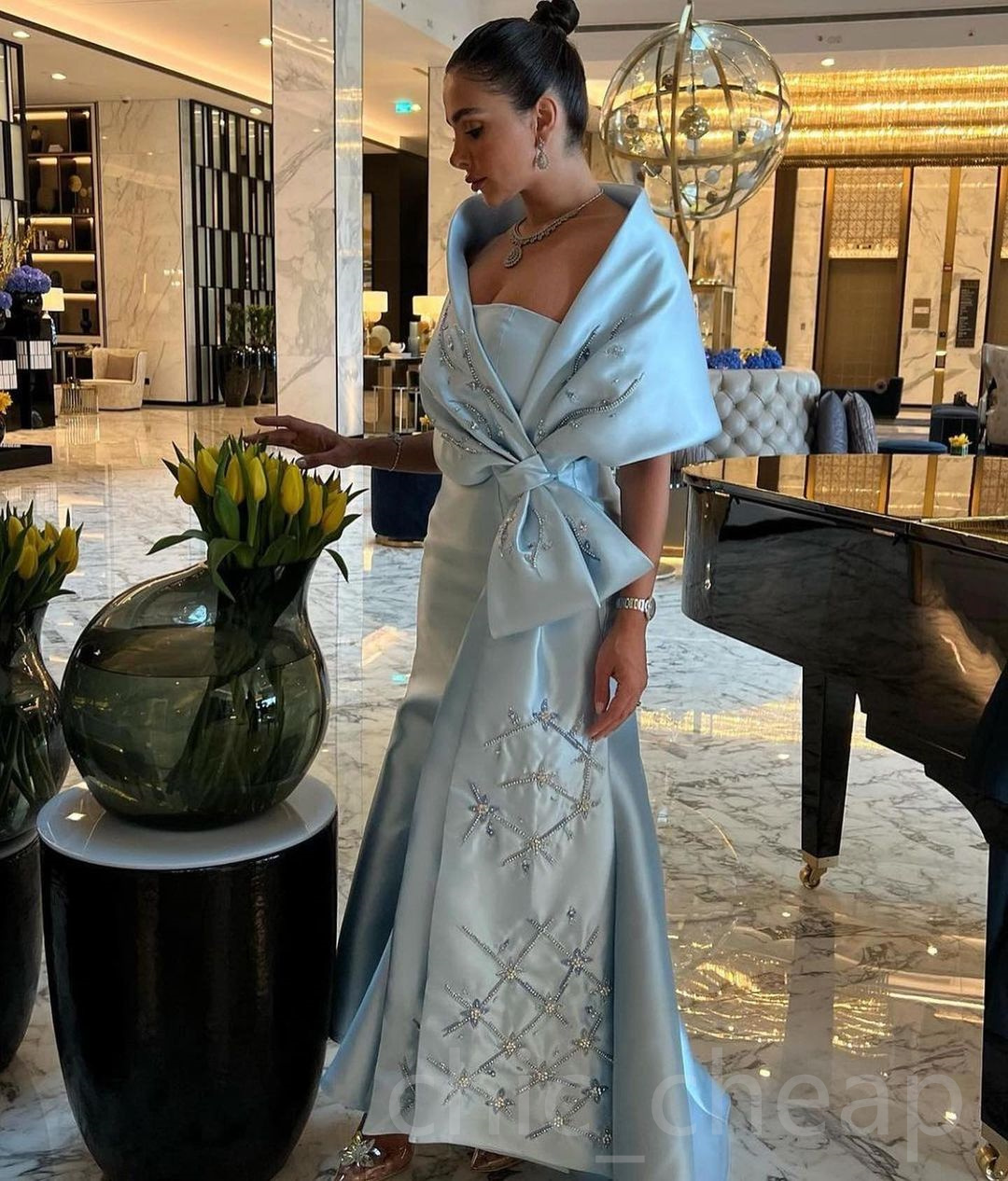 2023 Arabisch Aso Ebi Meerjungfrau Sexy Ballkleider Perlen Kristalle Satin Abend Formale Party Zweiter Empfang Geburtstag Verlobung Brautjungfernkleider Kleid ZJ405