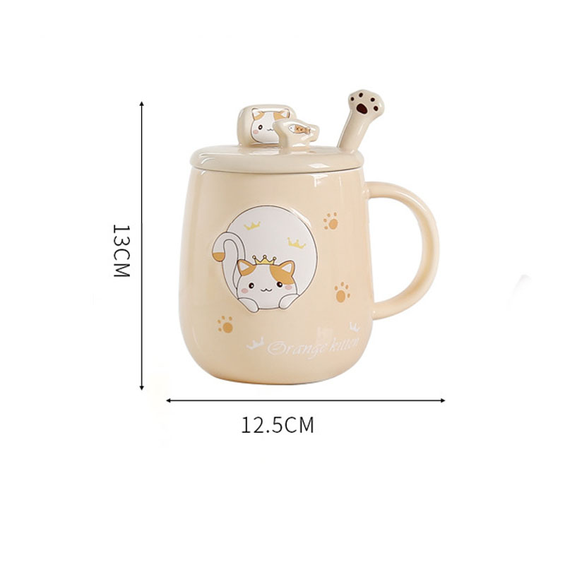 Cute Cat Coffee Mugs Creative Animal Ceramic Cup Novelty Mug With Spoon Christmas Birthday Gifts Present For Women Girls Children