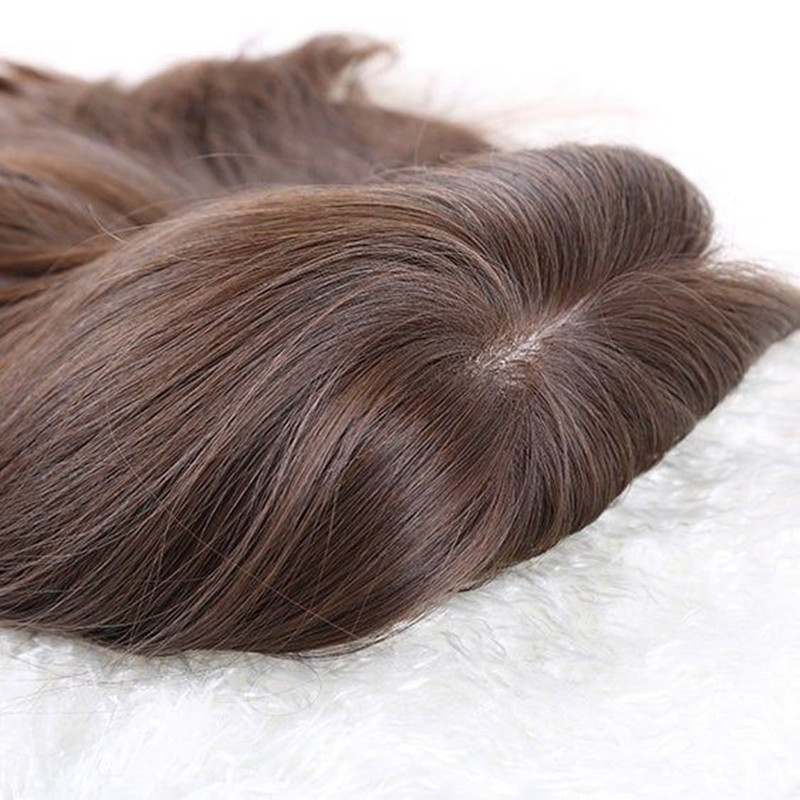 6x6" Women Hair Toupee Silk Base Straight european Topper With 4 Clips Virgin Human Hairs Pieces Brown toppers Replacement 15x16cm Diva1