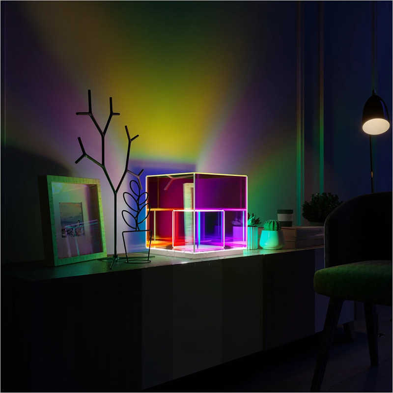 مصابيح الجدول ديكورزيون كوبو لوس notturna rgb atmosfera corlorful acrilico cubo magico lampada da tavolo ristorante inluminazione2084