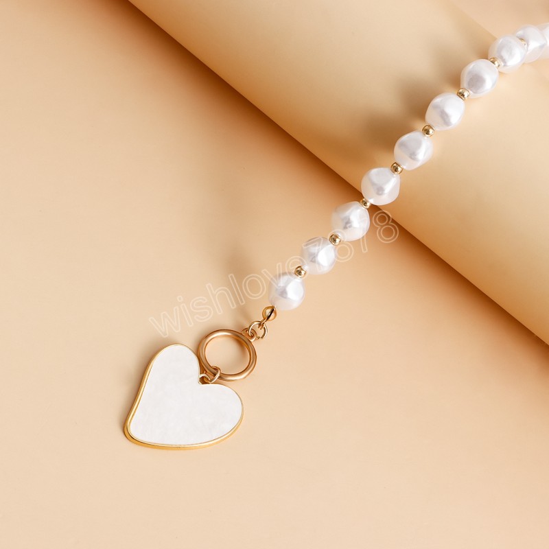 Perle di perle simulate fatte a mano nella collana a sospensione a ciondolo a ciondolo oro girocollo feste di matrimonio accessibile