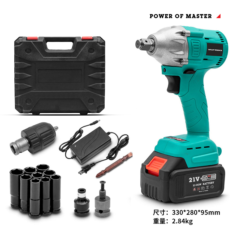 Professional Power Electric Drill 21v Lithium Battery Skruvmejsel Socket Skiftnyckel Electric Impact Driver med 330Nm Home Tools Kit