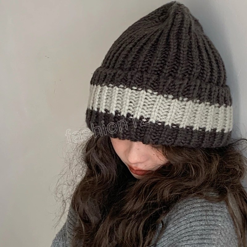 Berretti a testa larga sciolti donna Autunno e inverno Cappelli a pile caldi in maglia Versione coreana Moda Ins Pullover Cappellini da uomo Gorros