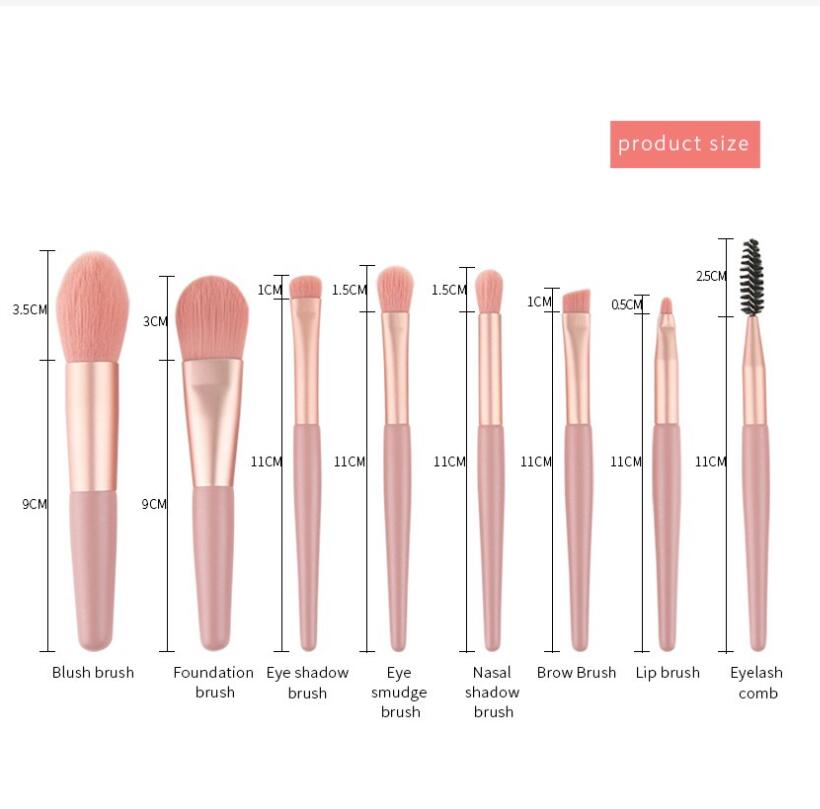 Travel Makeup Brushes Kit Mini Cosmetic Brushes for Face Foundation Blush Eye Shadow Wooden Handle Synthetic Bristle