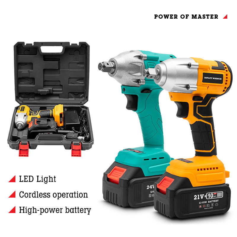 Professional Power Electric Drill 21v Lithium Battery Skruvmejsel Socket Skiftnyckel Electric Impact Driver med 330Nm Home Tools Kit