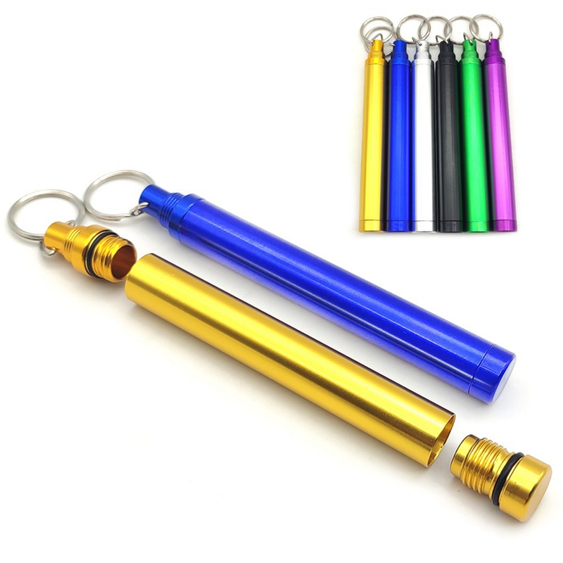 Smoking Cigar Tube Aluminum Portable KeyRing Dry Herb Tobacco Preroll Rolling Horn Cone Cigarette Cigar Holder Stash Case Storage Seal Waterproof Pill Box Jars DHL