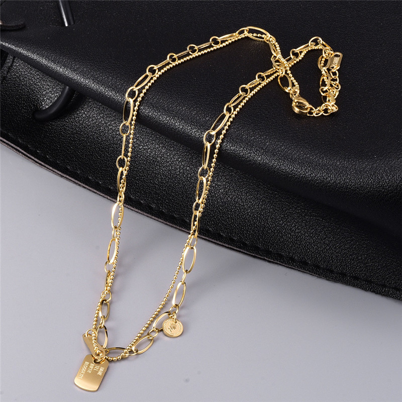 Cadeias duplas de jóias de hip -hop punk 316l Titanium Steel Designer Colar Woman Woman 18K Gold Pingle