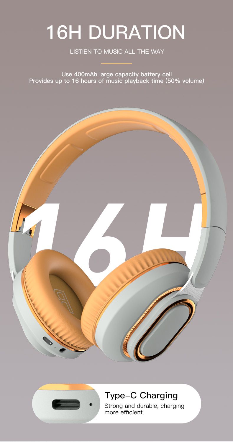 H7 trådlösa hörlurar Bluetooth-hörlurar Deep Bass Headset Hifi-ljud Fällbar över örat Hjälm för musiksportälskare