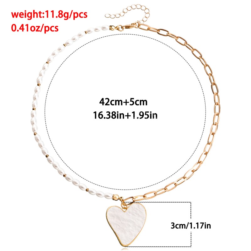 Koreaanse chique gouden kleurenketting ketting eenvoudige casual witte hart hanglank ketting mode dames choker feest bruiloft sieraden