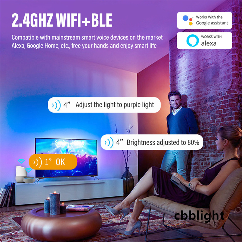 Smart Wi -Fi светодиодный круглый потолочный свет RGBCW Dimmable Tuya Приложение, совместимое с Alexa Google Home спальня гостиной