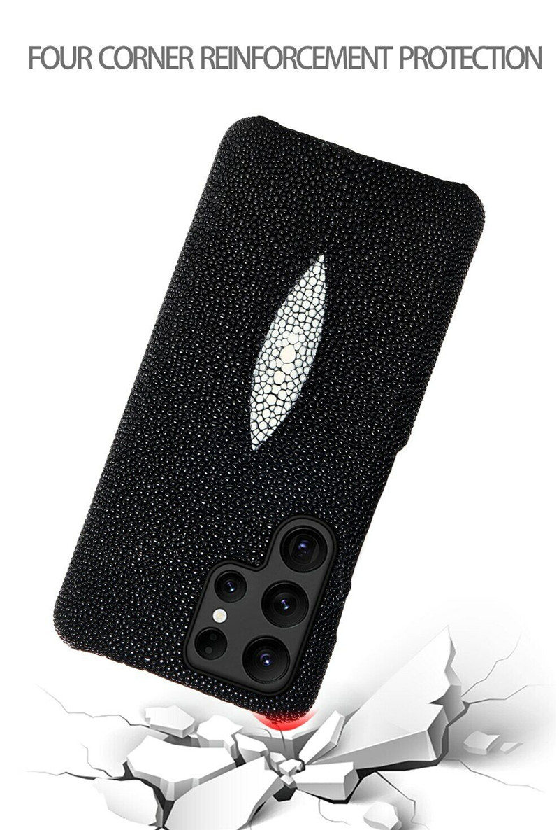 Genuine Stingray Leather Case for Samsung S23 Ultra S22 S21 Pear Fish Skin Armor Cover