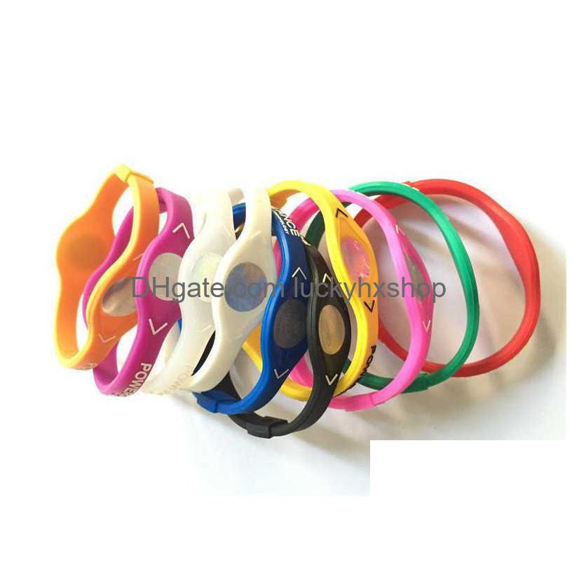 Bangle 20 pièces Bracelet d'énergie de puissance d'ion négatif Sile mode Bracelets de Sport durables Nce Bracelets de thérapie magnétique Y07091119454 271D