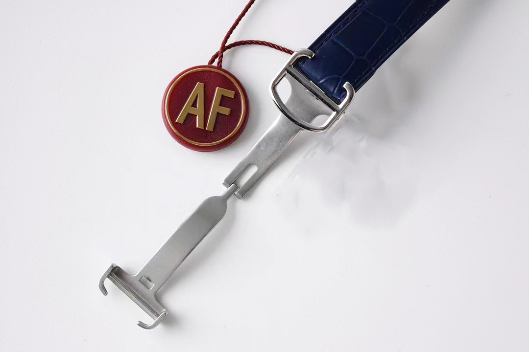 AF 42 mm A2824 Automatische mechanische heren Bekijk Romeinse blauwe textuur wijzerplaat Sapphire roestvrije kalfsleer lederen band superversie Eeuwigheid horloges