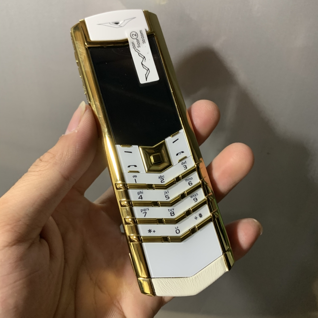 Luxus-Handys mit goldener Signatur, klassisches Quad-Band-GSM, Dual-SIM-Karte, mobiles Edelstahl-Ledergehäuse, MP3-Bluetooth 8800-Metall-Keramik-Rückseite. Mobiltelefon