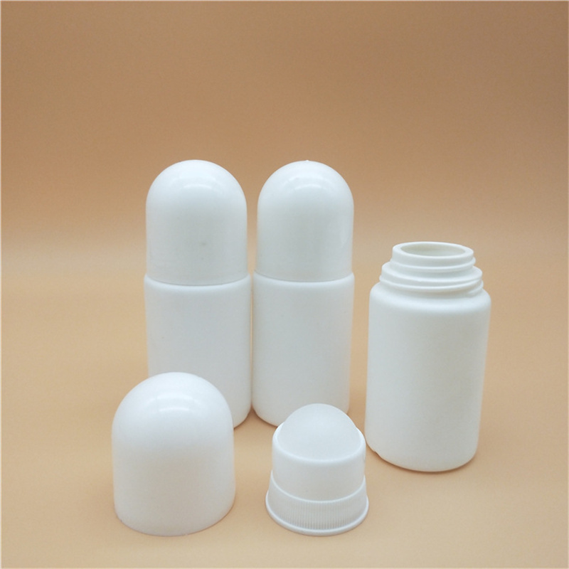 30ml 50ml 60ml Roll On Bottles White Plastic Travel Refillable Cosmetic Packaging Essential Oil Bottle