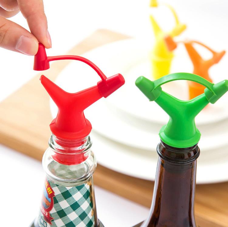 Silicone Double Soy Sauce Liquid Red Wine Pourers Flow Wine-Bottle Stoppers Pour Spout Bottle Stopper Decanter Pourer Aerating SN5055