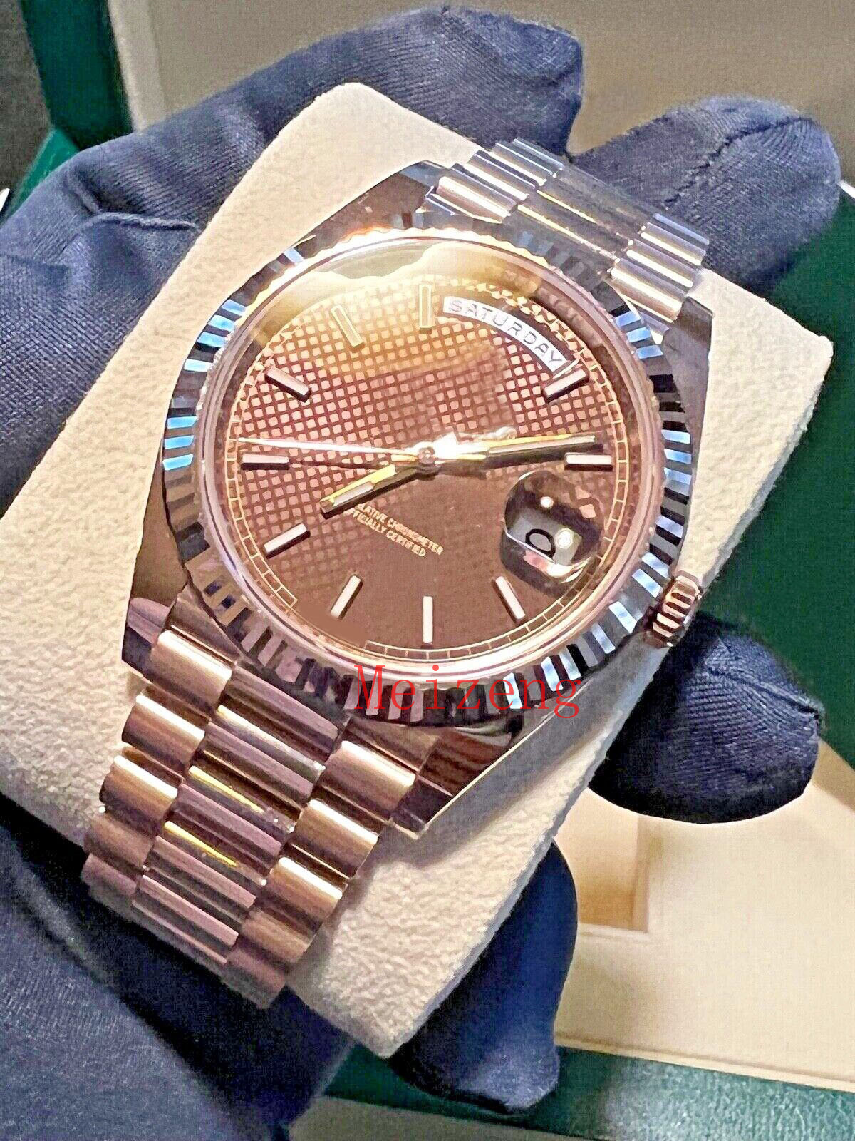 Luxury Wristwatch Day Date President 228235 18K Rose Gold Chocolate Motif Dial 40mm Menatic Watch-2237W