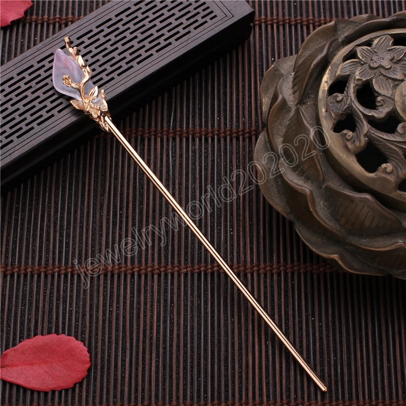 Vintage Chinese stijl Hanfu Hair Stick Women Metal Glaze Hairspins Hair Topsticks Haarspeld Vrouw Sieraden Haaraccessoires